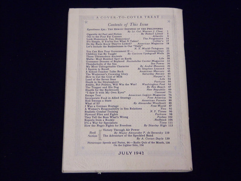 1942 JULY THE READER'S DIGEST MAGAZINE - AMERICAN FLAG COVER - J 449