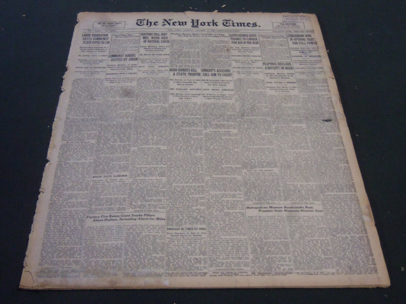 1923 OCTOBER 9 NEW YORK TIMES - FILIPINOS DECLARE BOYCOTT ON WOOD - NT 5870