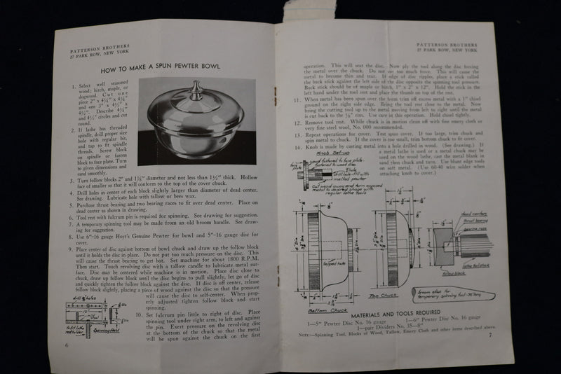 1930'S PATTERSON BROTHERS ART METAL CRAFT CATALOG - NEW YORK N.Y. - K 1498