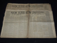 1854 NEW YORK UNIVERSE NEWSPAPERS LOT OF 2 - A. J. WILLIAMSON - NP 3879S
