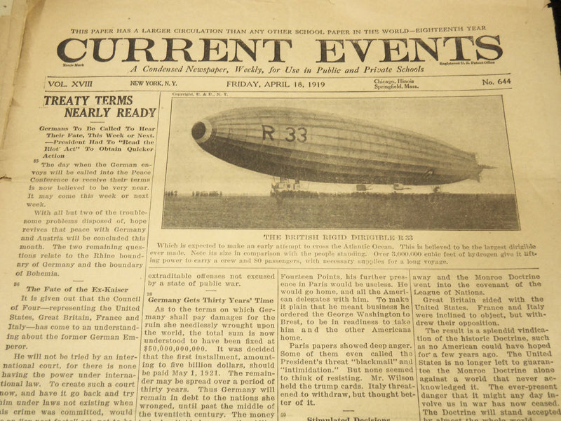 1918-1923 CURRENT EVENTS NEWSPAPERS - 38 PIECES - NP 3032D