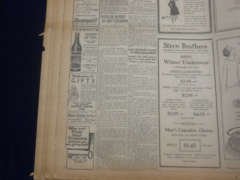 1922 NOVEMBER 23 NEW YORK TIMES - ALABAMA MINE EXPLOSION, 83 KILLED - NT 8438