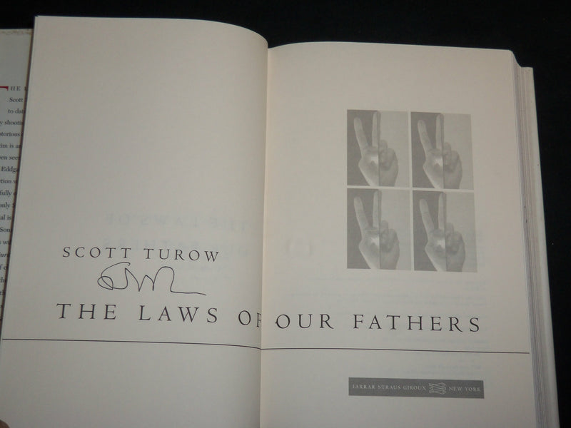 1996 THE LAWS OF OUR FATHERS HARDCOVER BOOK SIGNED BY SCOTT TUROW - KD 7247