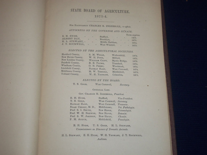 1869-1874 CONNECTICUT BOARD OF AGRICULTURE BOUND VOLUME LOT OF 2 - KD 2993