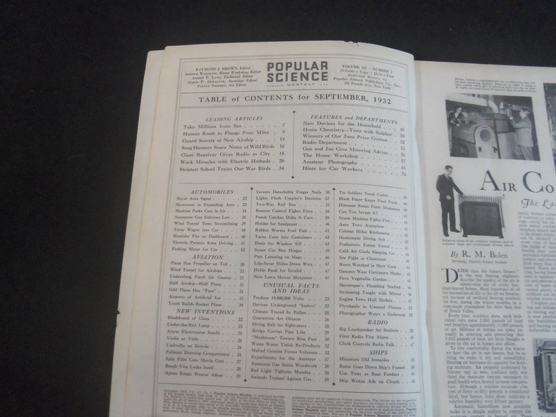 1932 SEPTEMBER POPULAR SCIENCE MAGAZINE -ILLUSTRATIONS, STORIES, PHOTOS-SP 9338U