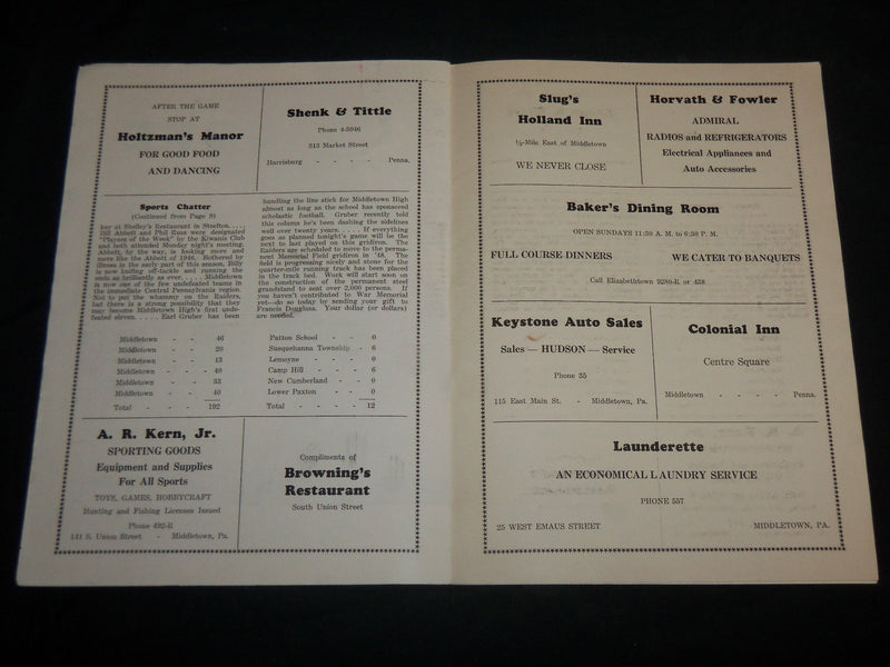 1947 HARRISBURG PA HIGH SCHOOL FOOTBALL PROGRAMS LOT OF 2 ISSUES - J 6777
