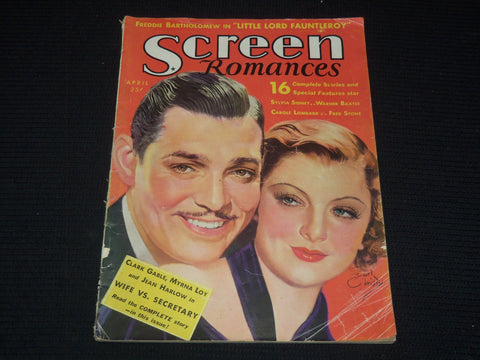 1930 APRIL SCREEN ROMANCES MAGAZINE - CLARK GABLE & MYRNA LOY - E 16336