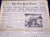 1945 MARCH 26 NEW YORK TIMES - 3D ARMY CROSSES MAIN IN 27 MILE DASH - NT 341