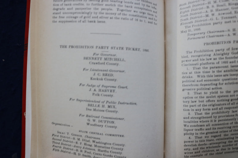 1894 IOWA OFFICIAL REGISTER - HARDCOVER BOOK - K 1767