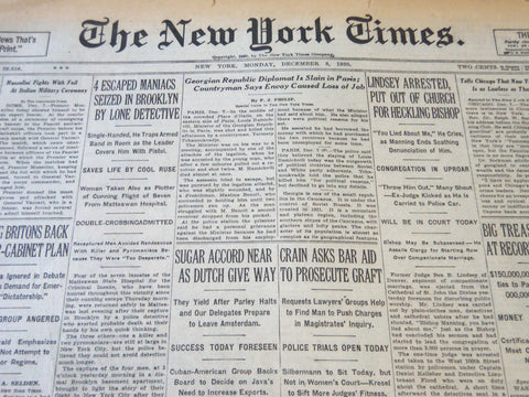 1930 DECEMBER 8 NEW YORK TIMES - 4 ESCAPED MANIACS SEIZED IN BROOKLYN - NT 5641