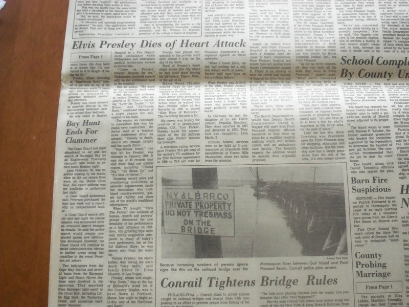 1977 AUGUST 18 ASBURY PARK PRESS - DRUG ROLE DENIED IN PRESLEY DEATH - NP 4685