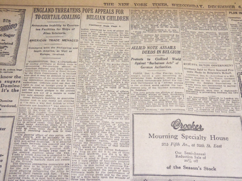 1916 DECEMBER 6 NEW YORK TIMES - ASQUITH OUT AS BRITISH PREMIER - NT 8628
