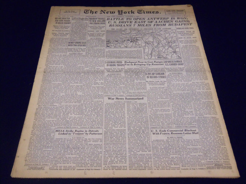 1944 NOVEMBER 4 NEW YORK TIMES - BATTLE TO OPEN ANTWERP IS WON - NT 796
