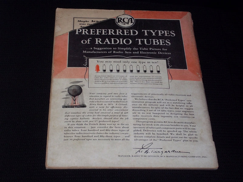 1940 JANUARY ELECTRONICS MAGAZINE - SOUND TEST CHAMBER FRONT COVER - E 6256