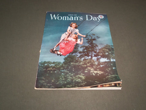 1949 AUGUST WOMAN'S DAY MAGAZINE - GIRLS ON SWINGS COVER - SP 7474