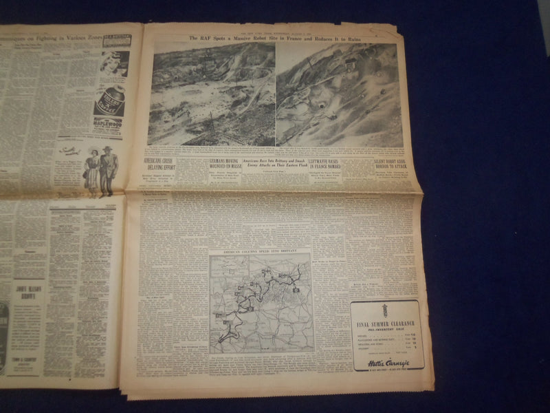 1944 AUG 2 NEW YORK TIMES - AMERICANS RACE INTO BRITTANY, SMASH ENEMY - NP 6598