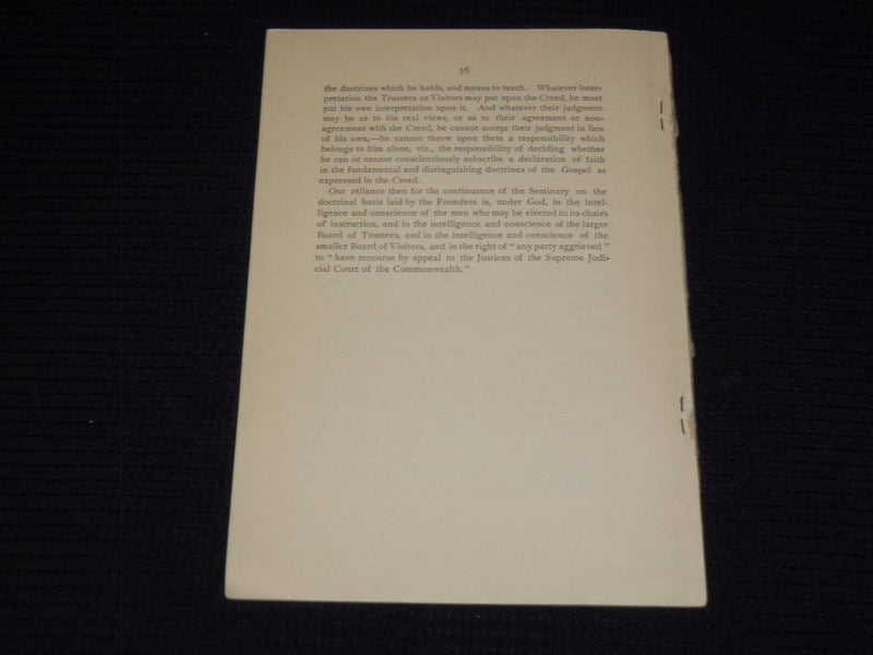 1887 THE CREED OF ANDOVER THEOLOGICAL SEMINARY BOOK BY REV. D. T. FISKE - J 7508