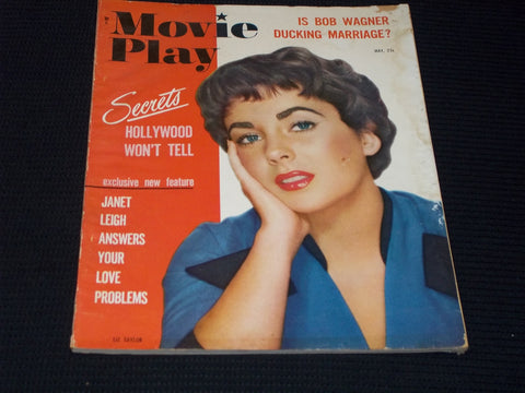 1954 MAY MOVIE PLAY MAGAZINE - LIZ TAYLOR FRONT COVER - E 14245