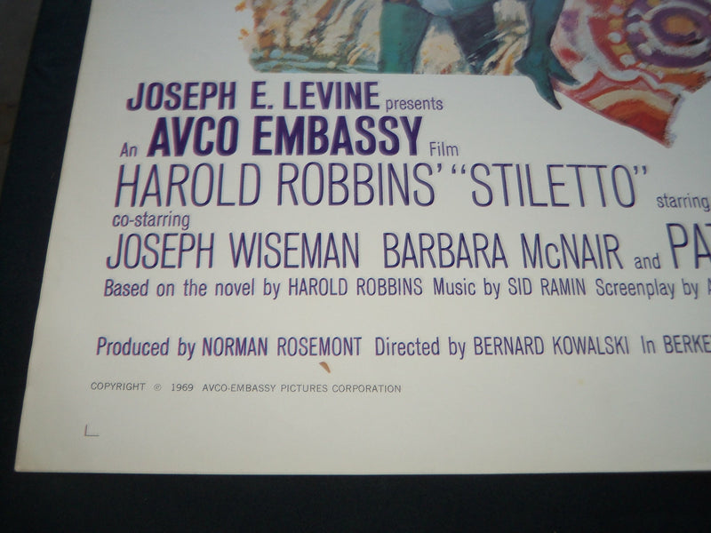 1969 STILETTO MOVIE POSTER - ALEX CORD - BRITT EKLAND - PATRICK O'NEAL - P 507