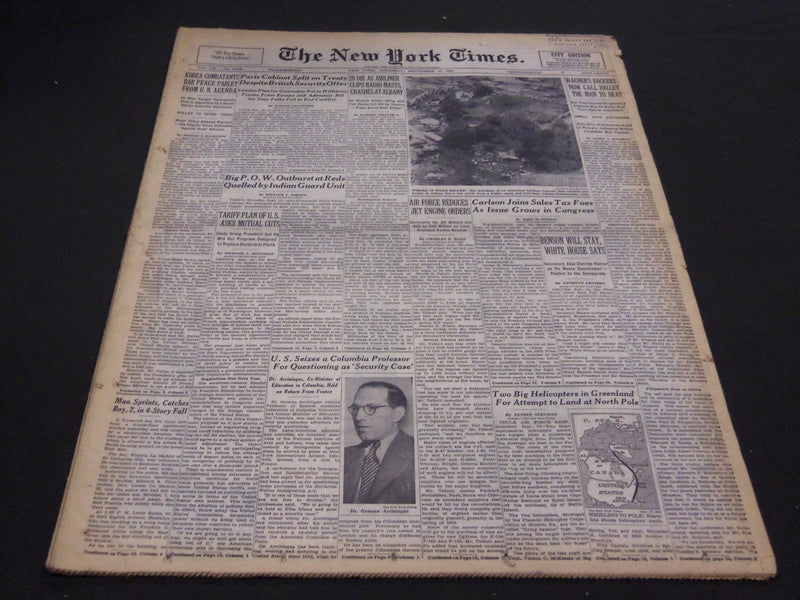 1953 SEPT 17 NEW YORK TIMES - 28 DIE AS AIRLINER CRASHES AT ALBANY - NT 4613