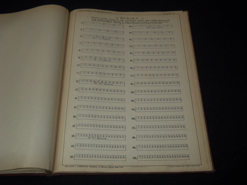 1908 DRAWINGS OF FIVE ORDERS OF ARCHIECTURE VOLUME BY JAMES TURNER BALL - Z 235