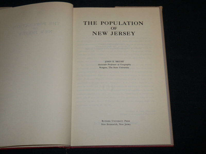 1958 THE POPULATION OF NEW JERSEY HARDCOVER BOOK BY JOHN E. BRUSH - KD 7092