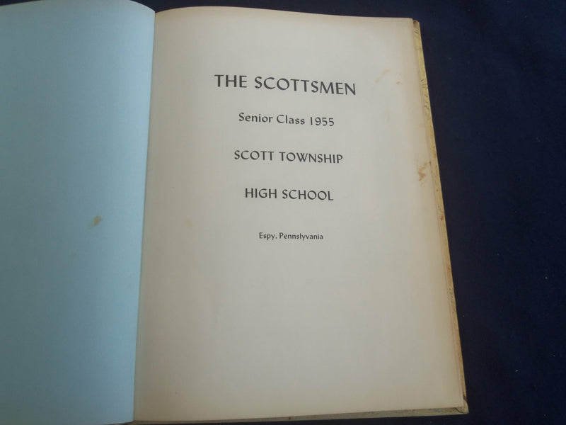 1955 THE SCOTTSMEN SCOTT TOWNSHIP HIGH SCHOOL YEARBOOK - ESPY, PA - YB 2692
