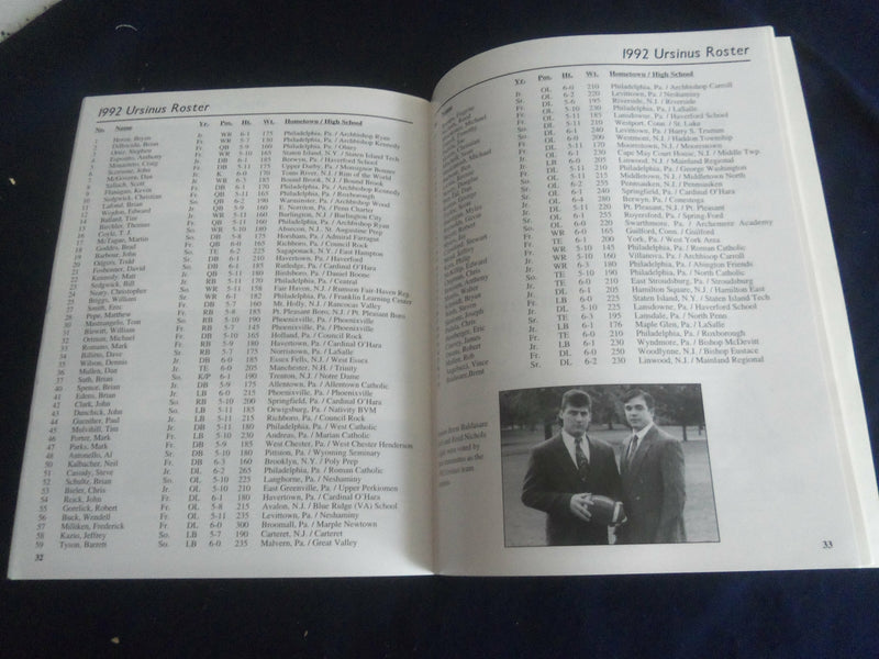 1995 OCT 10 FOOTBALL PROGRAM - URSINUS COLLEGE VS JOHNS HOPKINS UNIV - SP 1216V