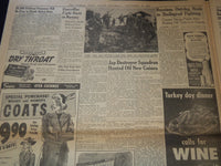 1942 NOVEMBER 19 BOSTON DAILY GLOBE NEWSPAPER - BIZERTE BATTLE ON - NT 9452