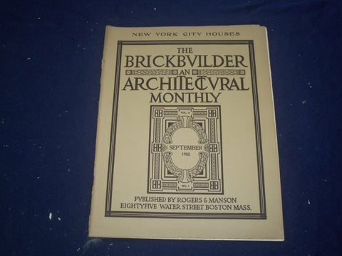 1908 SEPTEMBER THE BRICKBUILDER MAGAZINE - NEW YORK CITY HOUSES - ST 258J