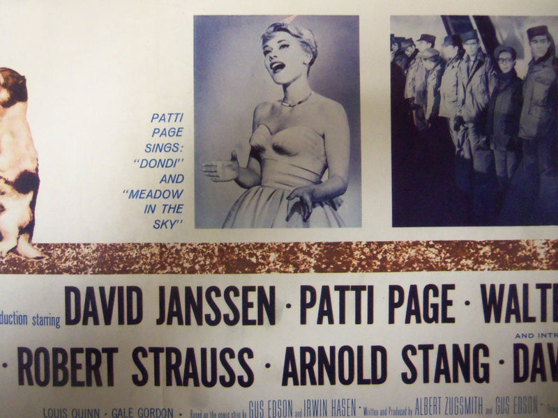 1961 DONDI ORIGINAL MOVIE POSTER -DAVID JANSSEN - PATTI PAGE - DAVID KORY- P 240