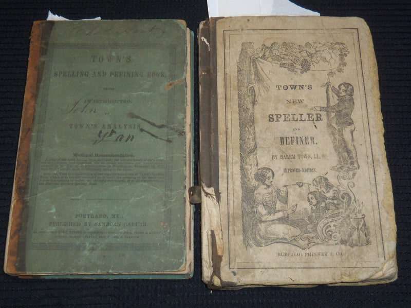 1846-1859 TOWN'S NEW SPELLER AND DEFINER BOOK LOT OF 2 - K 2184