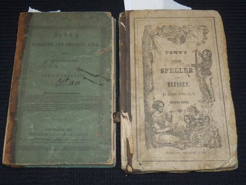 1846-1859 TOWN'S NEW SPELLER AND DEFINER BOOK LOT OF 2 - K 2184