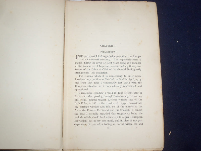 1914 FIELD-MARSHAL VISCOUNT FRENCH OF YPRES HARDCOVER BOOK WITH MAPS - KD 9092