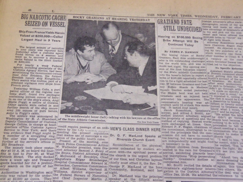1947 FEBRUARY 5 NEW YORK TIMES - GRAZIANO FATE STILL UNDECIDED - NT 3288