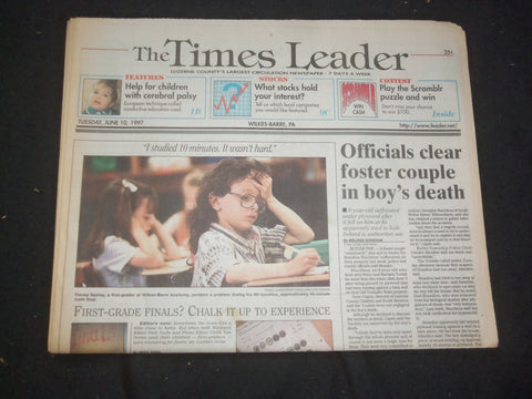 1997 JUNE 10 WILKES-BARRE TIMES LEADER-CLEAR FOSTER COUPLE IN BOY DEATH- NP 7744