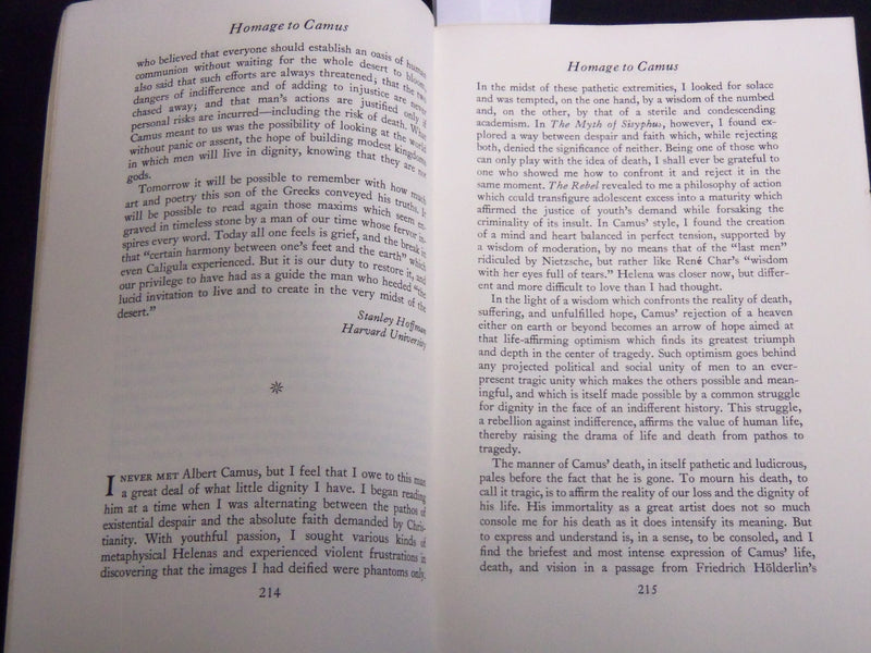 1960 WINTER THE MASSACHUSETTS REVIEW MAGAZINE - HOMAGE TO CAMUS - J 9200
