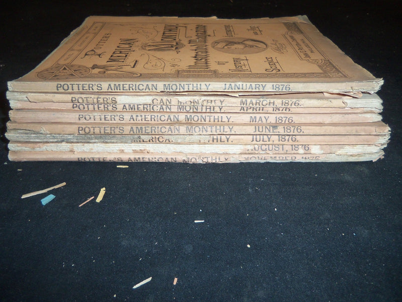 1876 POTTER'S AMERICAN MONTHLY ILLUSTRATED MAGAZINE - LOT OF 8 ISSUES - WR 1148