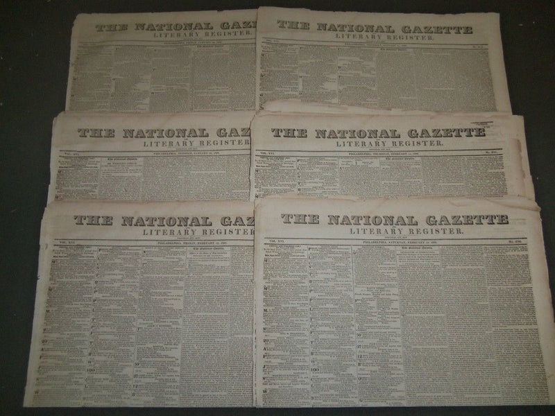 1834-1836 THE NATIONAL GAZETTE + LITERARY REGISTER NEWSPAPER LOT OF 26 - NP 1446