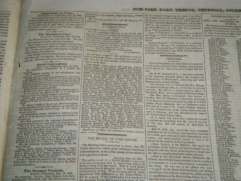 1858 DECEMBER 24 & 30 NEW YORK TRIBUNE NEWSPAPER LOT OF 2 - NP 4171