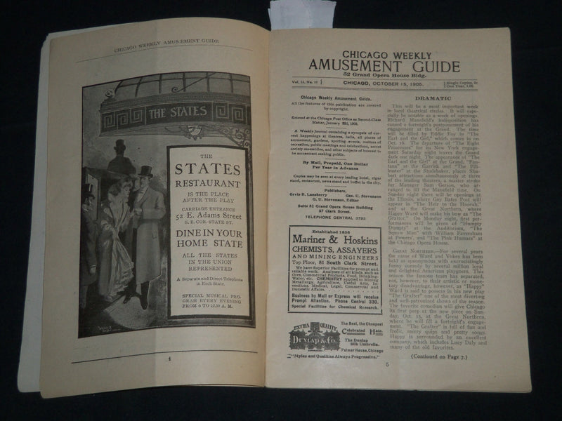 1905 OCTOBER 15 CHICAGO WEEKLY AMUSEMENT GUIDE MAGAZINE - FAY TEMPLETON - J 4608