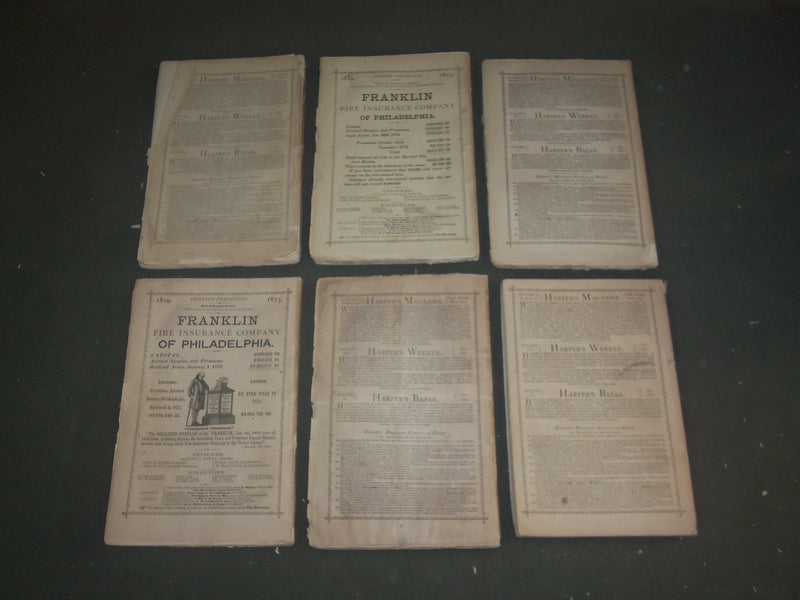 1873 HARPER'S MONTHLY MAGAZINE -LOT OF 12 -COMPLETE YEAR - STORIES & ADS-WR 518D