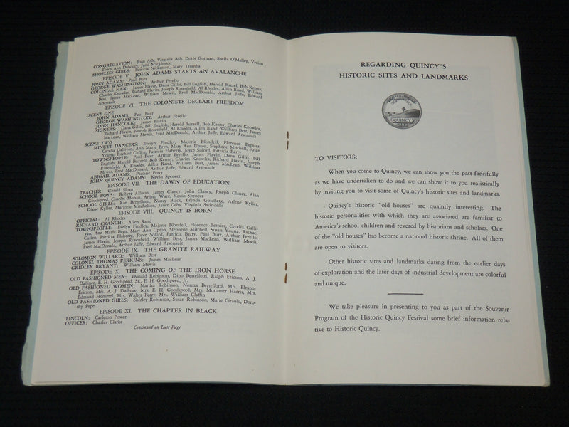 1955 HISTORIC QUINCY FESTIVAL PROGRAM - MASSACHUSETTS - J 7090