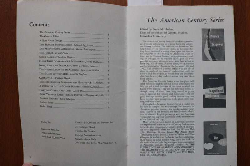 1957 SPRING SAGAMORE PRESS AMERICAN CENTURY SERIES - SOFTCOVER BOOK - K 3169