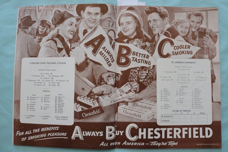 1946 NOVEMBER 2 ST. LAWRENCE VS. CORTLAND STATE FOOTBALL PROGRAM - K 3391