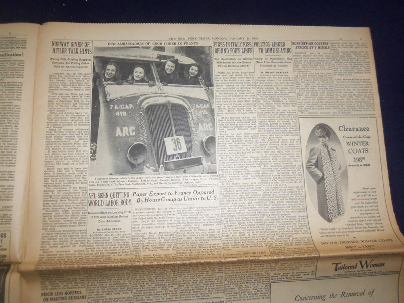 1945 JAN 29 NEW YORK TIMES -RUSSIANS WIN ALL SILESIA PLANTS, TAKE MEMEL- NP 6664