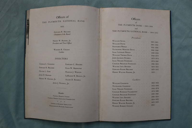 1953 PLYMOUTH YESTERDAY & TODAY 1803-1953 HARDCOVER BOOK- PLYMOUTH, MA - K 3333