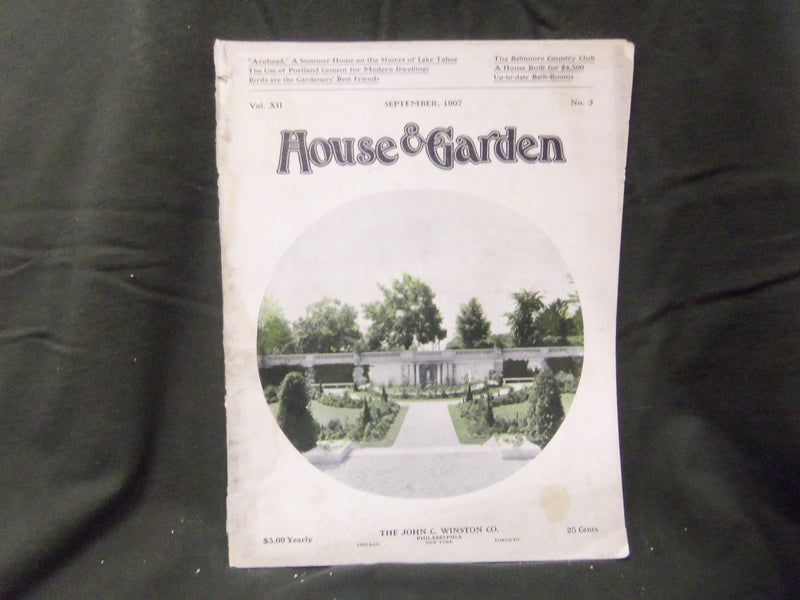 1907 SEPTEMBER THE HOUSE & GARDEN MAGAZINE - GREAT PHOTOS & ADS - ST 789