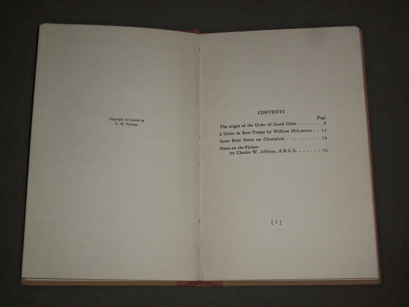 1928 CHAMPLAIN'S ORDER OF GOOD CHEER BOOK BY L. M. FORTIER - KD 5144