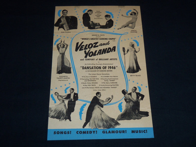 1946 VELOZ AND YOLANDA PROMOTIONAL BROCHURE - ORPHEUM THEATRE - J 8792